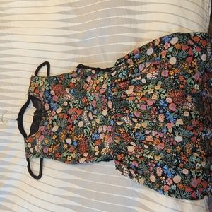 Topshop Floral Lace Up Side Midi Dress